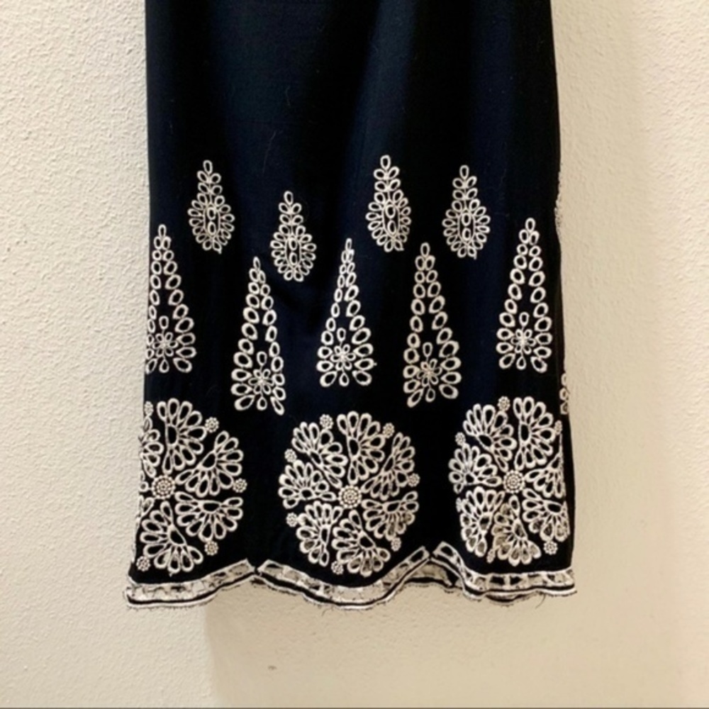 Black Eyelet Embroidered Mini Shift Dress - Picture 2 of 6